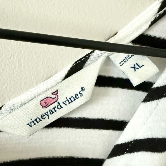 Vineyard Vines Tie Back Sleeveless Romper in Mixed Stripe Black & White -Size XL - Picture 6 of 7